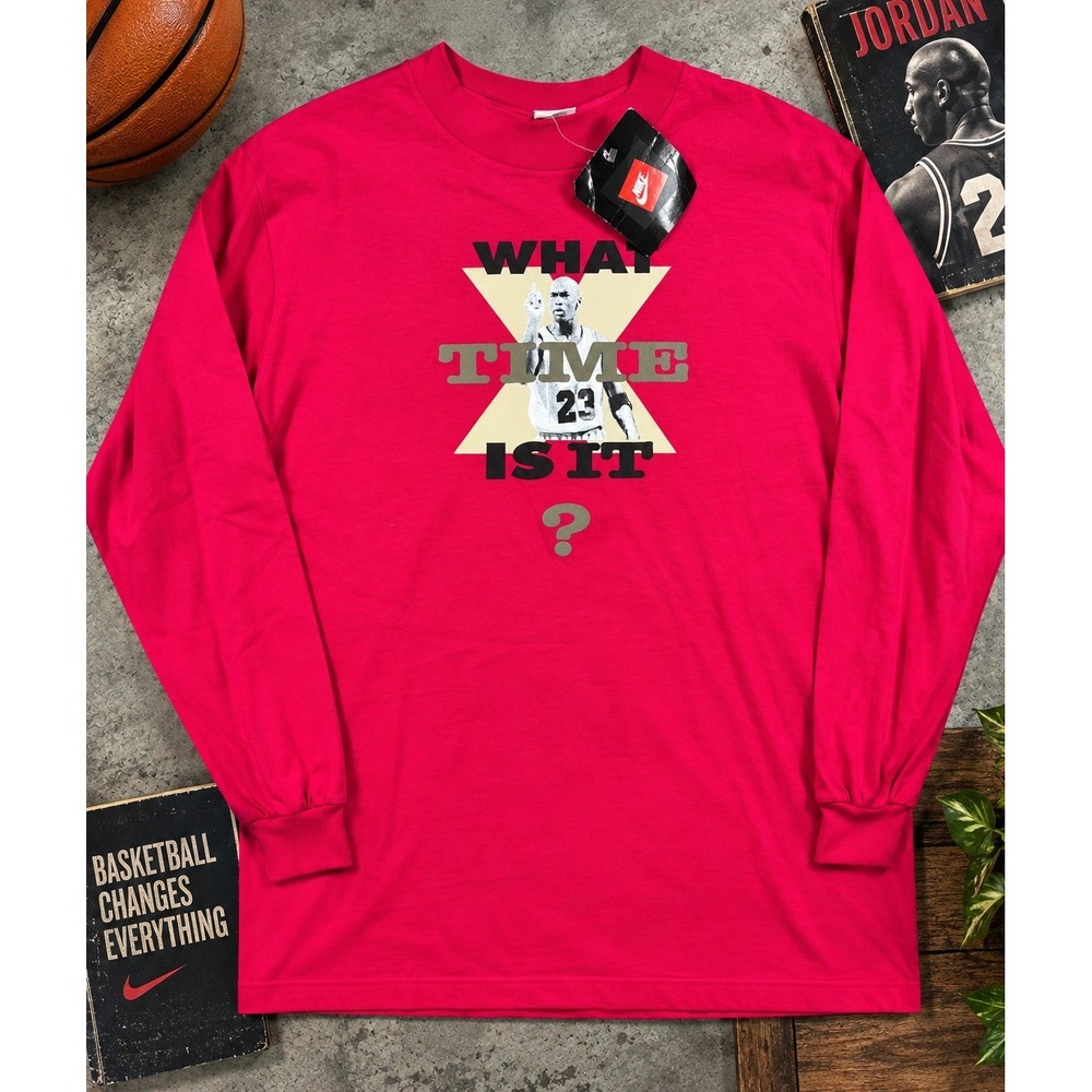 Nike 1991 Michael Jordan What Time Is It Graphic Long Sleeve Red Boys XL 18-20